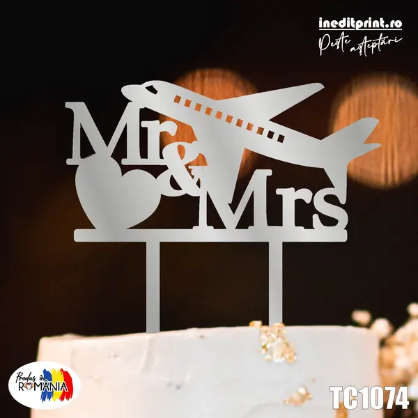 Topper Tort Mr and Mrs TC1074 Lemn natur, 20 CM