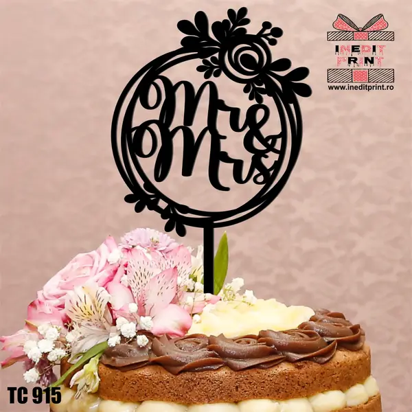 Topper Tort Mr and Mrs TC915 Lemn natur, 16 cm