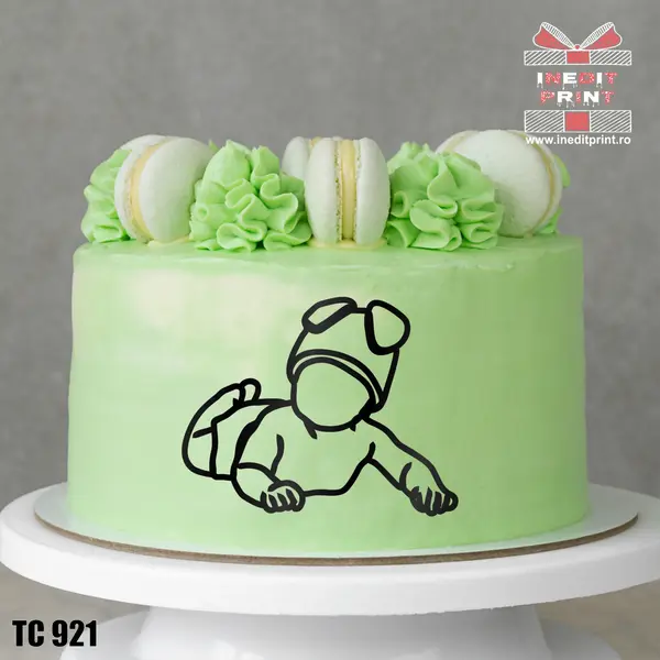Topper Tort Oneline Bebe TC921 Oglindă aurie, 13x10 cm