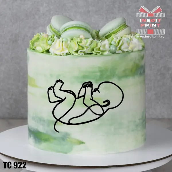 Topper Tort Oneline Bebe TC922 Oglindă argintie, 13x9cm