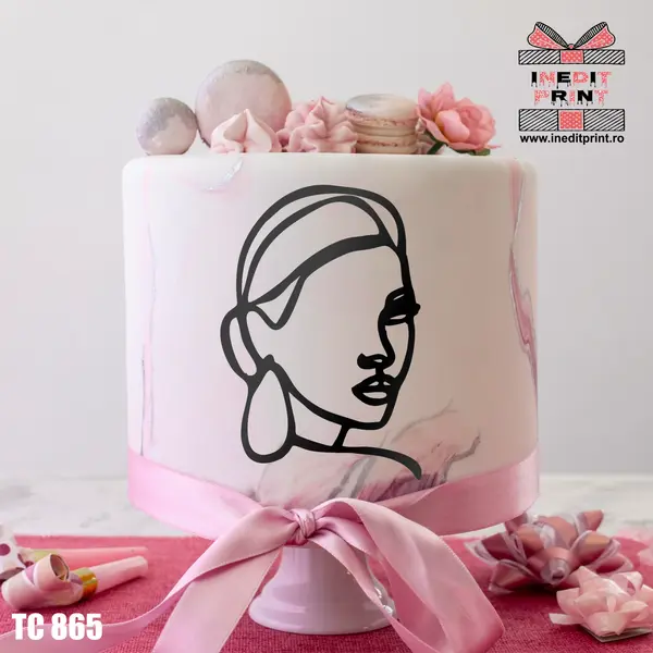 Topper Tort Oneline Domnisoara TC865 Oglindă roz, 10x15cm
