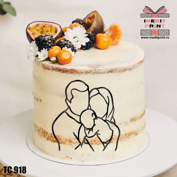 Topper Tort Oneline Familia TC918 Oglinda roz, 13x13cm