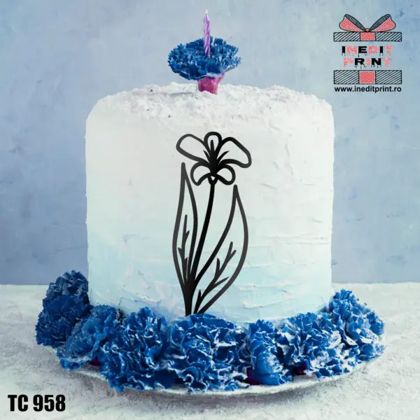 Topper Tort Oneline FloareTC958 Oglindă aurie, 5x15cm