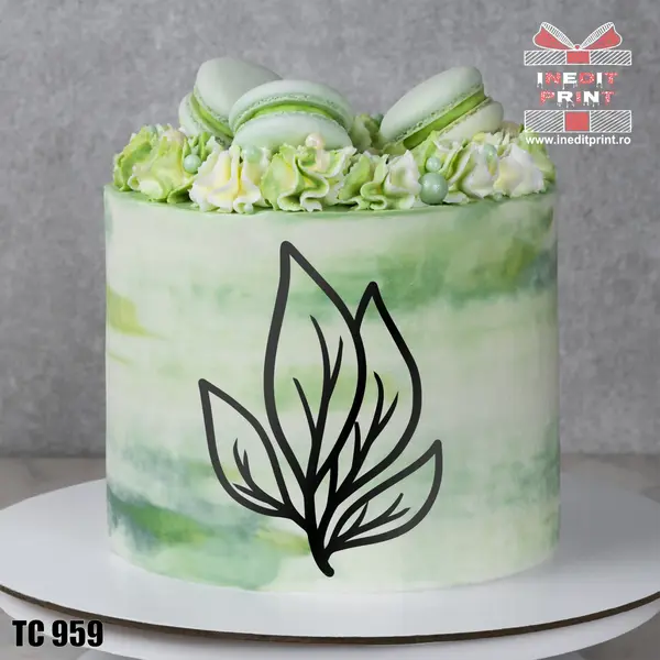 Topper Tort Oneline Frunze TC959 Oglindă roz, 10x15cm