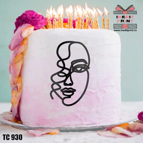 Topper Tort Oneline Girl TC930 Plexiglas negru, 9x15 cm