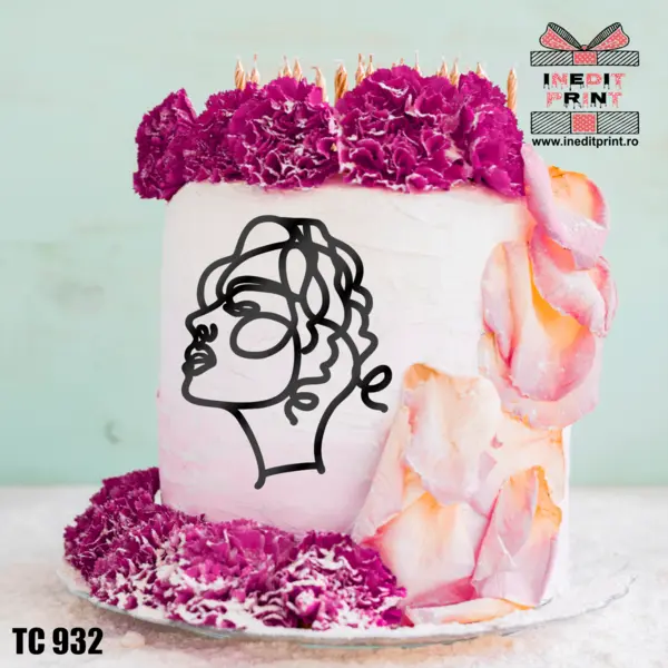 Topper Tort Oneline Girl TC932 Oglindă argintie, 11x15 cm