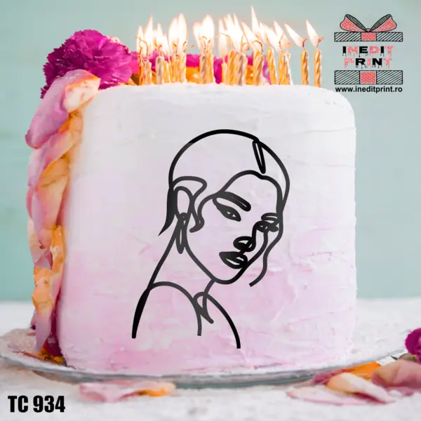 Topper Tort Oneline Girl TC934 Oglindă argintie, 10x15cm