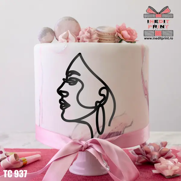 Topper Tort Oneline Girl TC937 Oglindă roz, 9x15cm