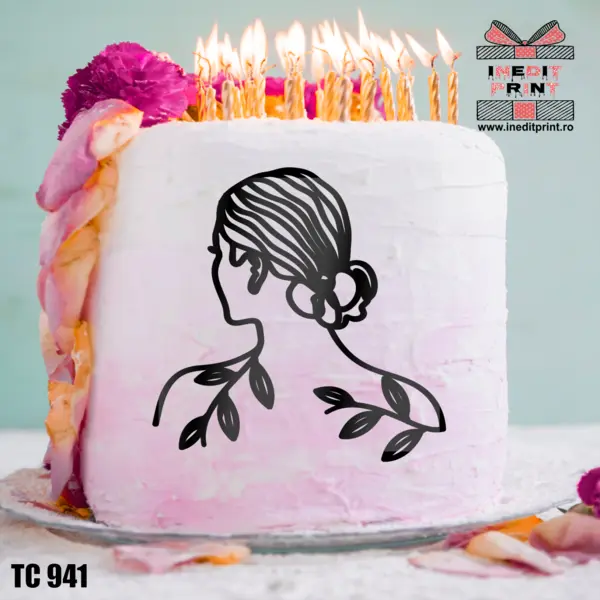Topper Tort Oneline Girl TC941 Plexiglas negru, 13x13 cm
