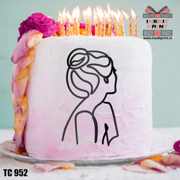 Topper Tort Oneline Girl TC952 Oglindă roz, 8x15cm
