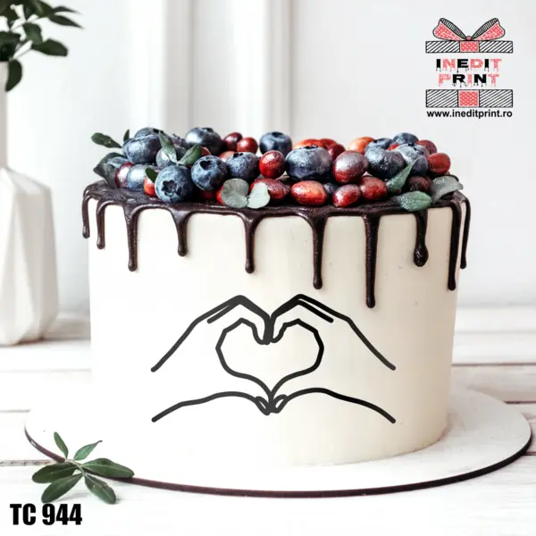 Topper Tort Oneline Hands TC944 Plexiglas negru, 13x6cm