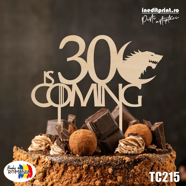 Topper Tort Personalizat Cifra TC215 Lemn natur, 20x20cm