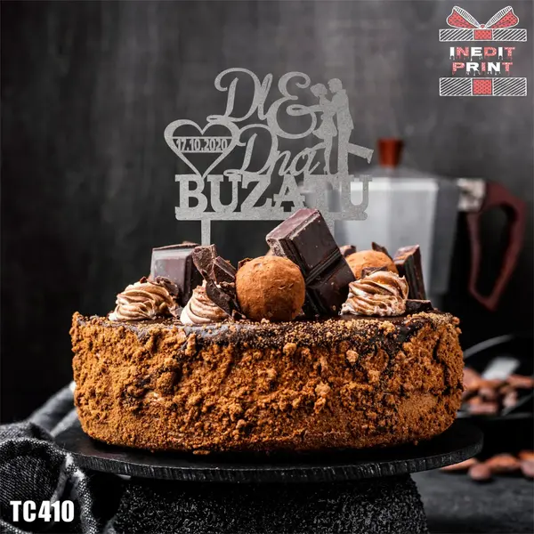 Topper Tort Personalizat DlDna TC410 Lemn natur, 20x20