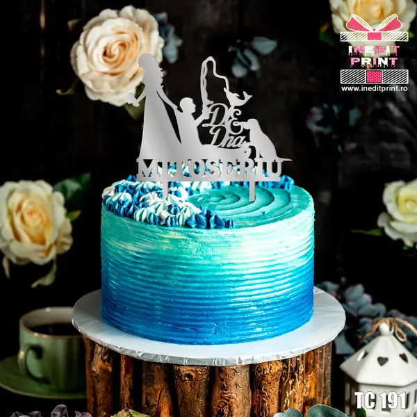 Topper Tort Personalizat DnDna TC191 Lemn natur, 20x20cm