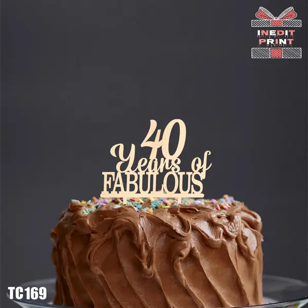 Topper Tort Personalizat Fabulous TC169 Lemn natur, 15x15cm