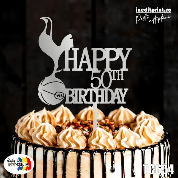 Topper Tort Personalizat Happy Birthday TC654 Lemn natur, 20x20cm