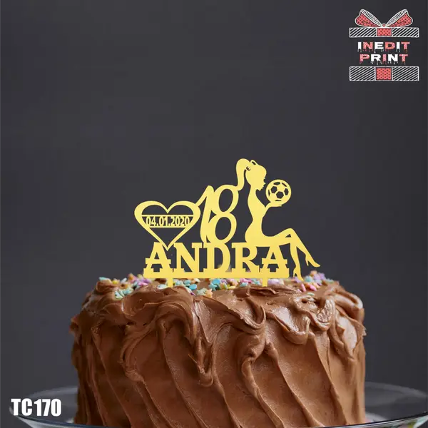Topper Tort Personalizat MAJORAT TC170 Lemn natur, 20x20cm