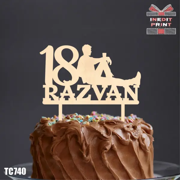 Topper Tort Personalizat Relax TC740 Lemn natur, 20x20cm