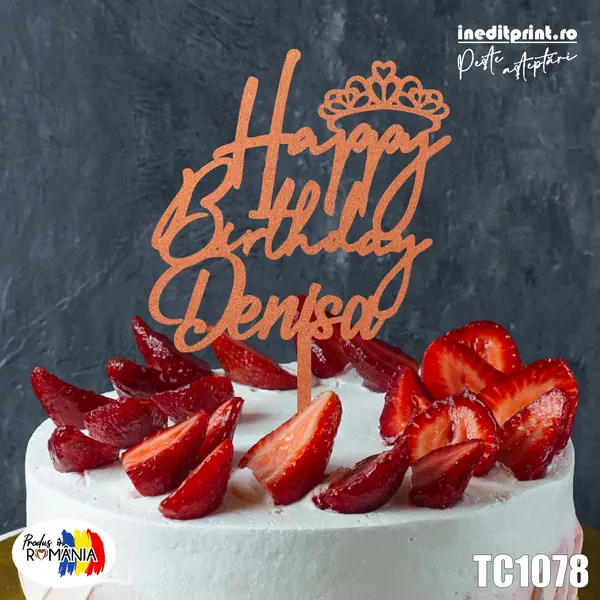 Topper tort Personalizat TC1078 Lemn natur, 20x20cm