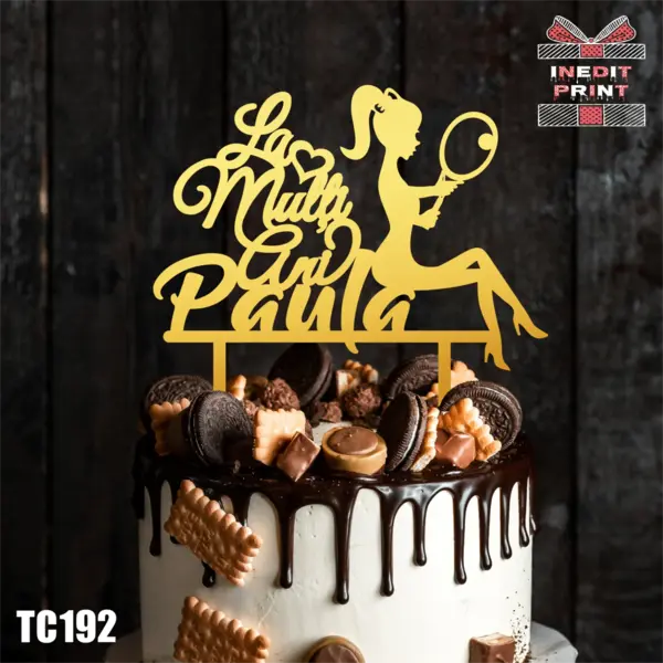 Topper Tort Personalizat TC192 Lemn natur, 16x16cm