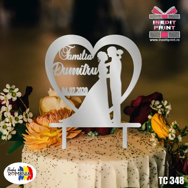 Topper Tort Personalizat TC348 Lemn natur, 20x20