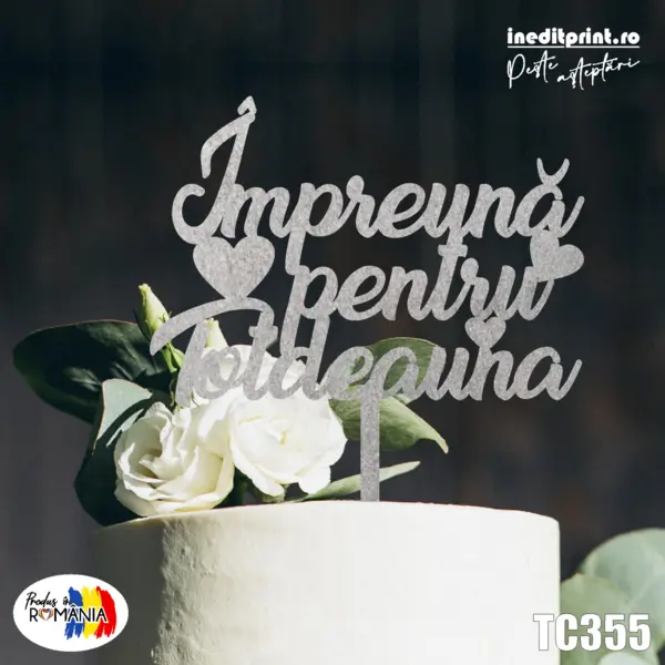 Topper Tort Personalizat TC355 Lemn natur, 20x20cm