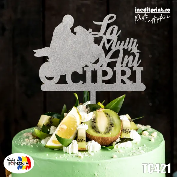Topper tort Personalizat TC421 Lemn natur, 16x16cm