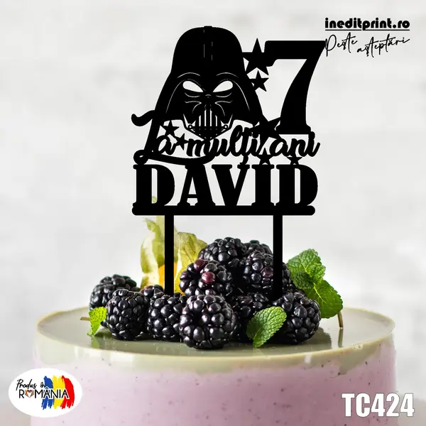 Topper Tort Personalizat TC424 Lemn natur, 10x10cm