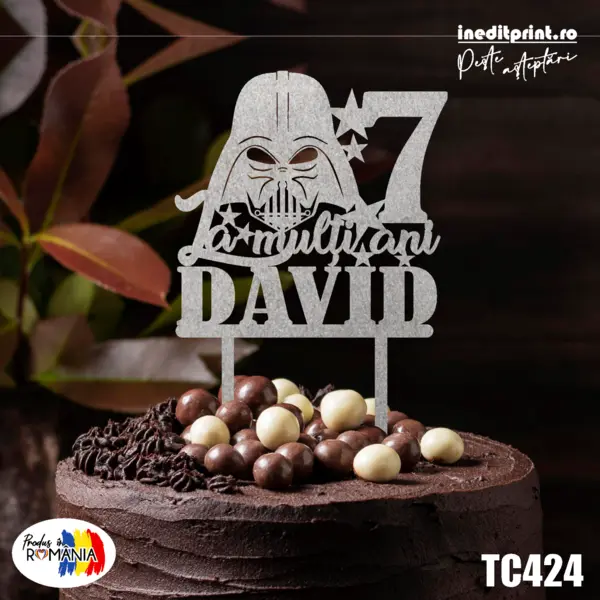 Topper Tort Personalizat TC424 Lemn natur, 20x20cm