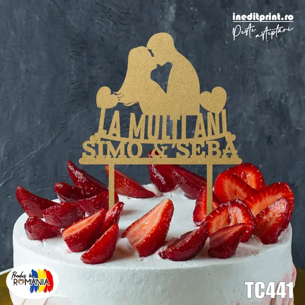 Topper Tort Personalizat TC441 Lemn natur, 10x10cm