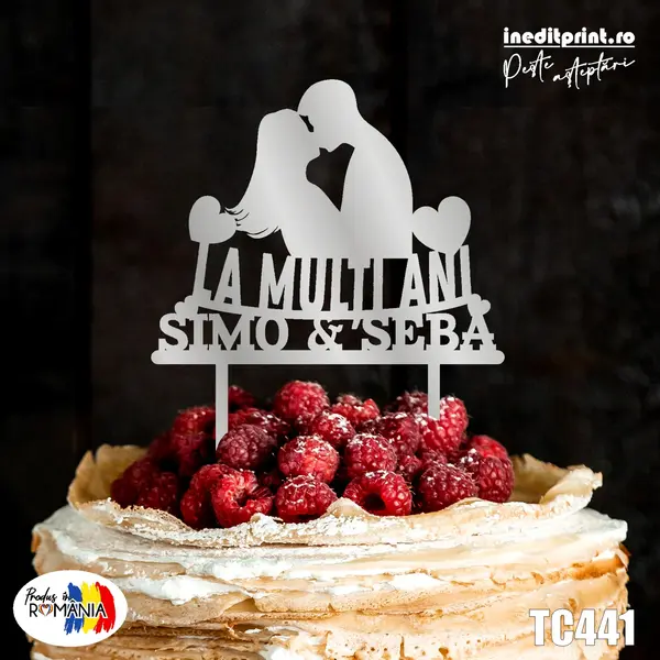 Topper Tort Personalizat TC441 Lemn natur, 20x20cm