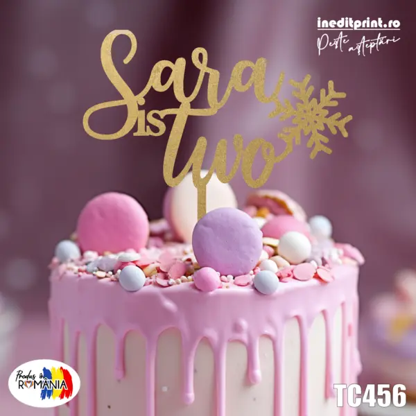Topper tort Personalizat TC456 Lemn natur, 23x20cm
