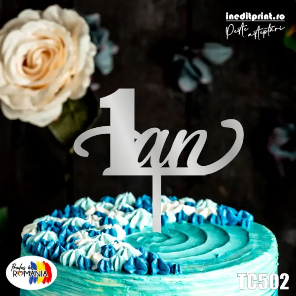 Topper tort Personalizat TC502 Lemn natur, 16x16cm