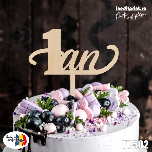 Topper tort Personalizat TC502 Lemn natur, 20x20cm