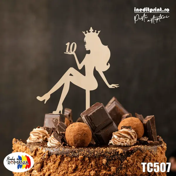 Topper tort Personalizat TC507 Lemn natur, 16x16cm