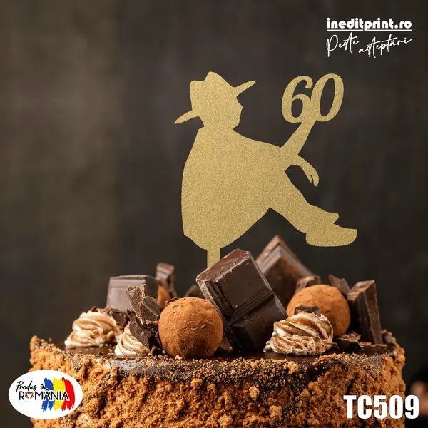 Topper tort Personalizat TC509 Lemn natur, 10x10cm