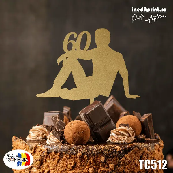 Topper tort Personalizat TC512 Lemn natur, 10x10cm