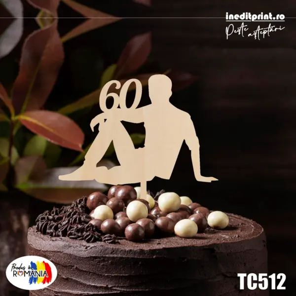 Topper tort Personalizat TC512 Lemn natur, 20x20cm