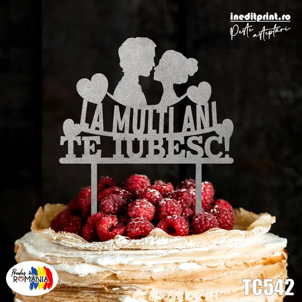 Topper tort Personalizat TC542 Lemn natur, 20x20cm