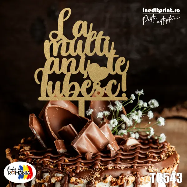 Topper tort Personalizat TC543 Lemn natur, 20x20cm