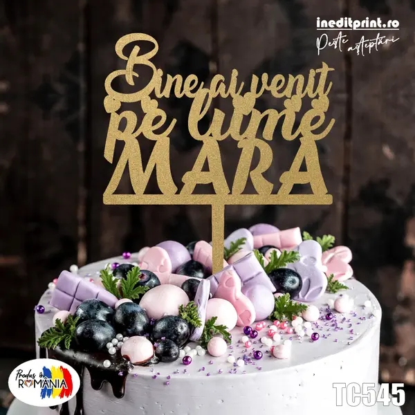 Topper tort Personalizat TC545 Lemn natur, 20x20cm