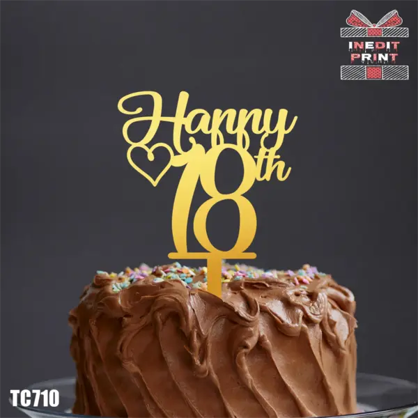Topper Tort Personalizat TC710 Lemn natur, 20x20cm