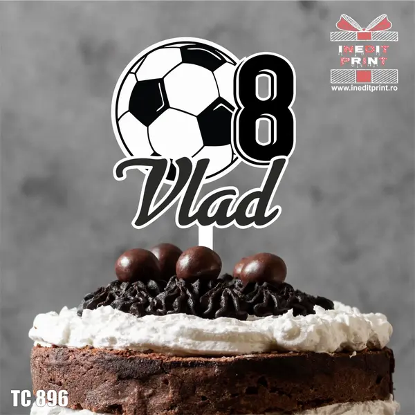 Topper Tort Personalizat UV Fotbal print TC896 13x13cm, MDF