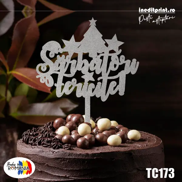 Topper Tort TC173(SET 10) Lemn natur, 10x10cm