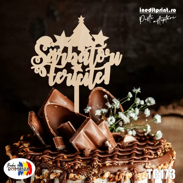 Topper Tort TC173(SET 10) Lemn natur, 7x7cm