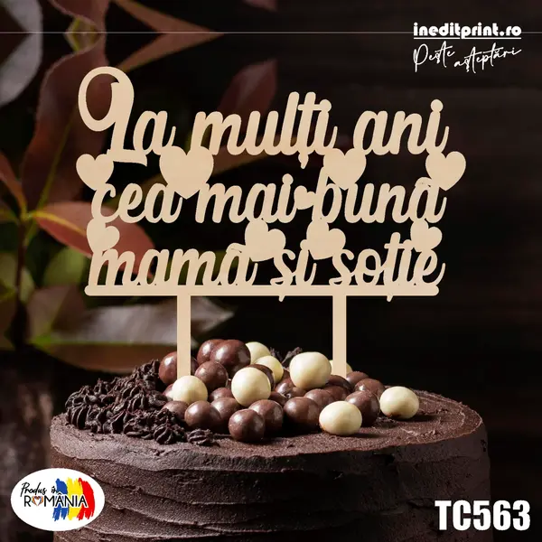 Topper tort TC563 Lemn natur, 16x16cm