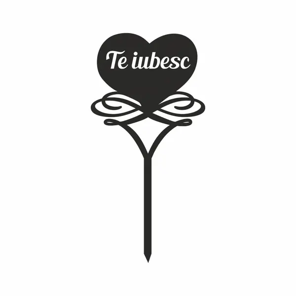 Topper tort Te iubesc TC249 Lemn natur, 16x16cm