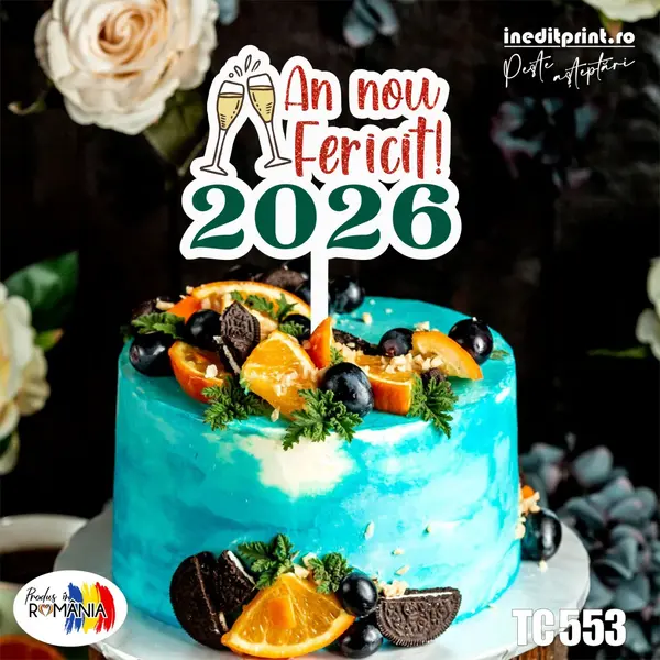 Topper Tort UV An nou fericit 2026 TC553 10x10cm, MDF