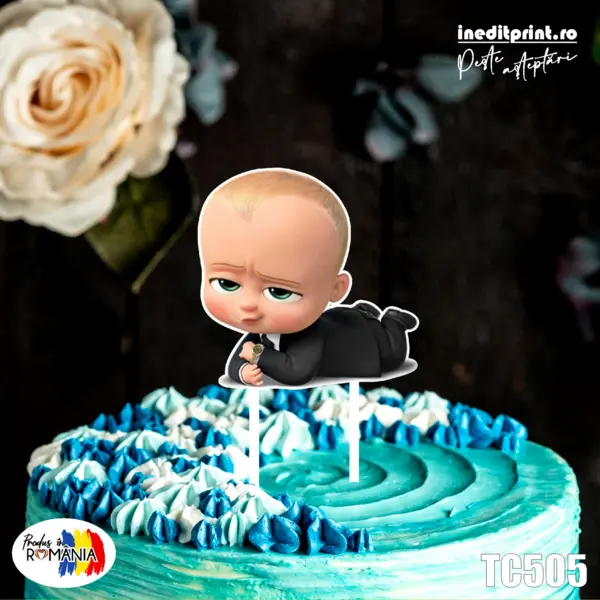 Topper Tort UV Baby Boss TC505 15x15cm, Plexiglass alb
