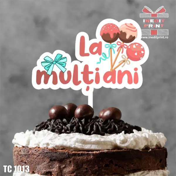 Topper Tort UV Candy La multi ani TC1013 10x10cm, Plexiglass alb